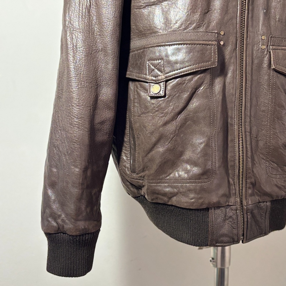 Wilsons Leather Bomber Jacket Brown Shearling Collar XL Men's Flight Style - Picture 4 of 16